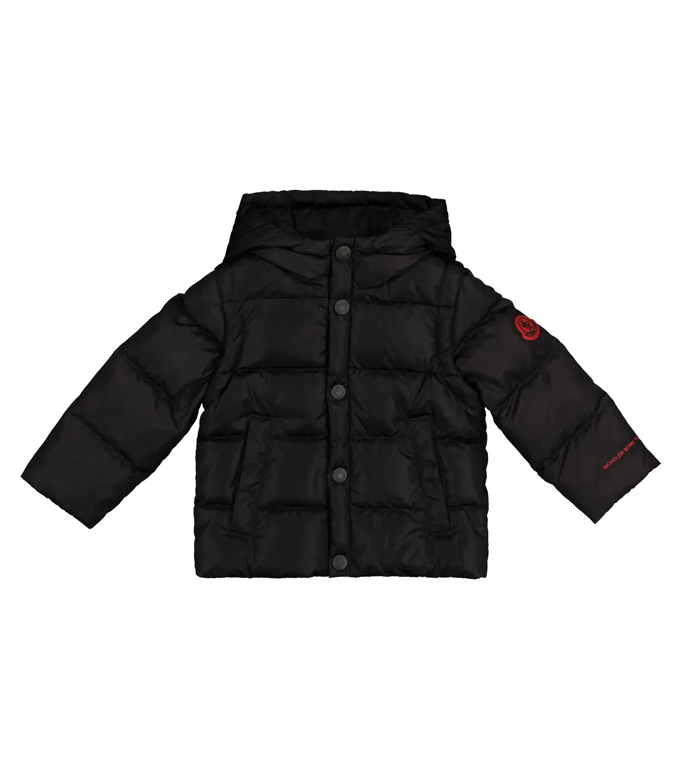 Пуховик с наполнителем из пуха Baby Hasan Moncler Enfant, черный