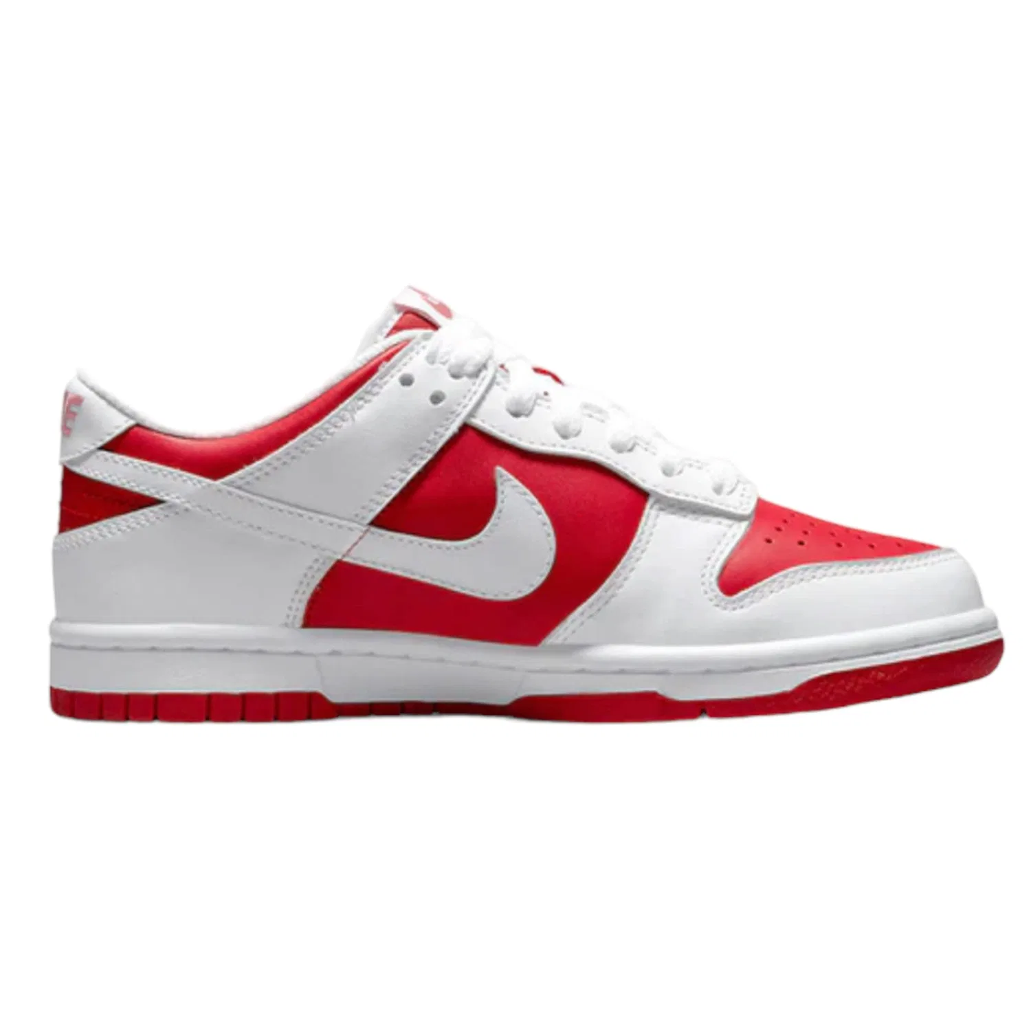 Детские кроссовки для девочек с принтом Dunk Low Gs NIKE, University Red White — фото 2