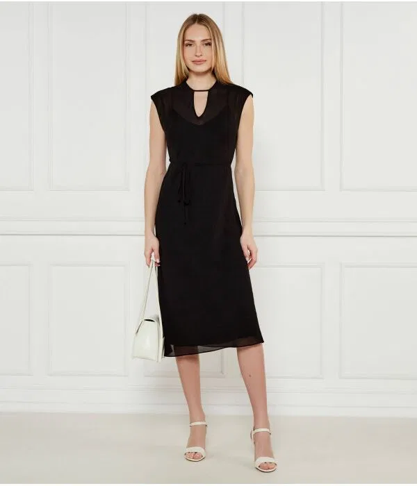 Женское платье-георгет Slim Fit Calvin Klein, черный — фото 2