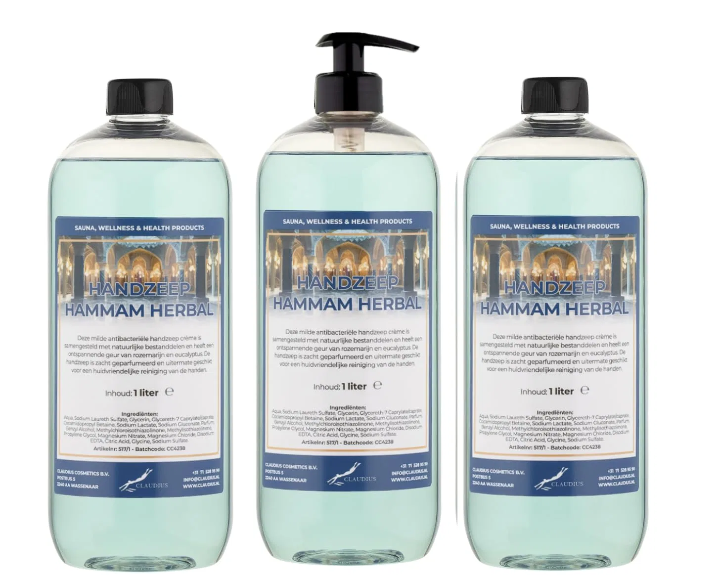 Жидкое мыло для рук Hammam Herbal, Claudius, набор 3 шт по 1 л