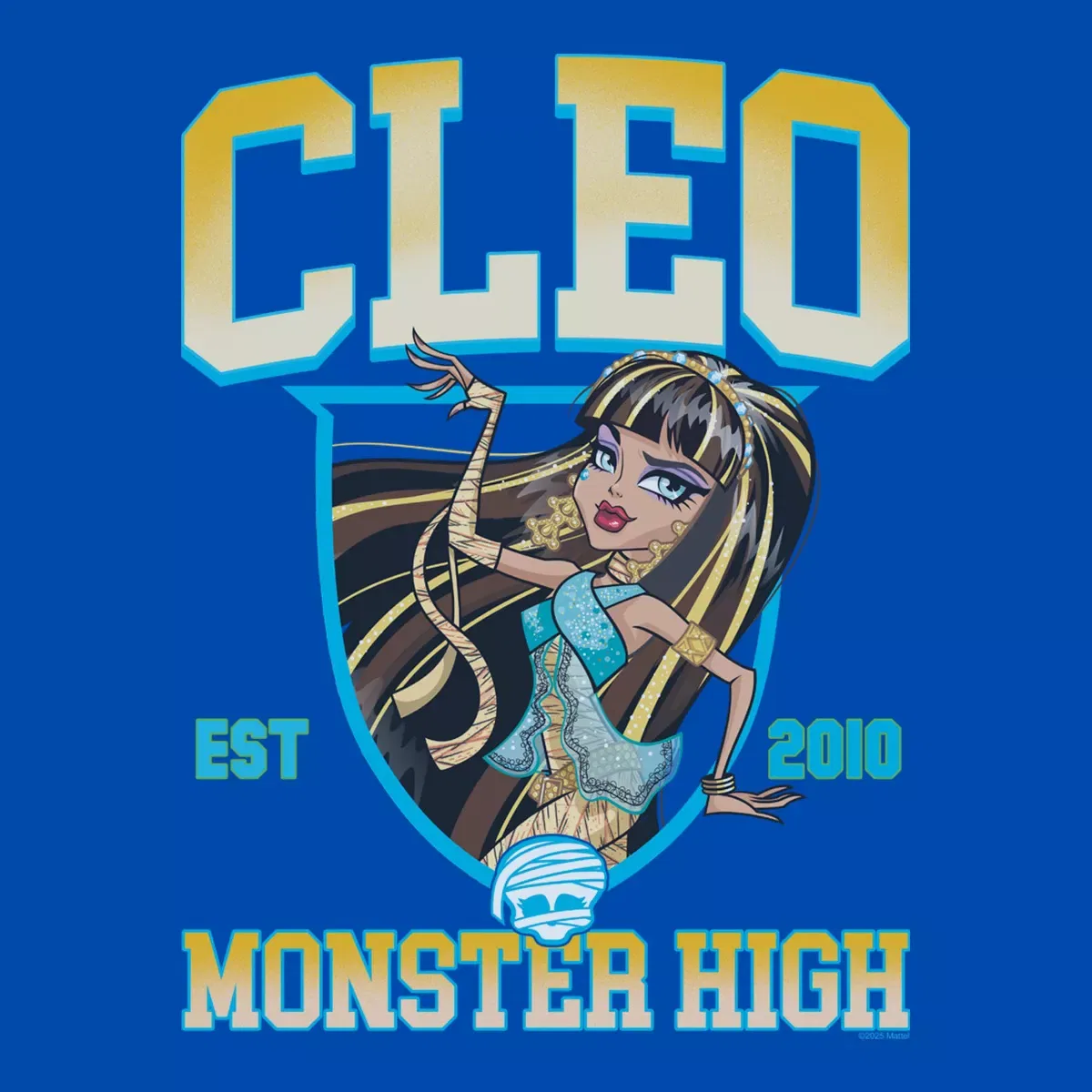 Детская футболка с принтом Cleo Est 2010 Monster High, Королевский Синий — фото 2
