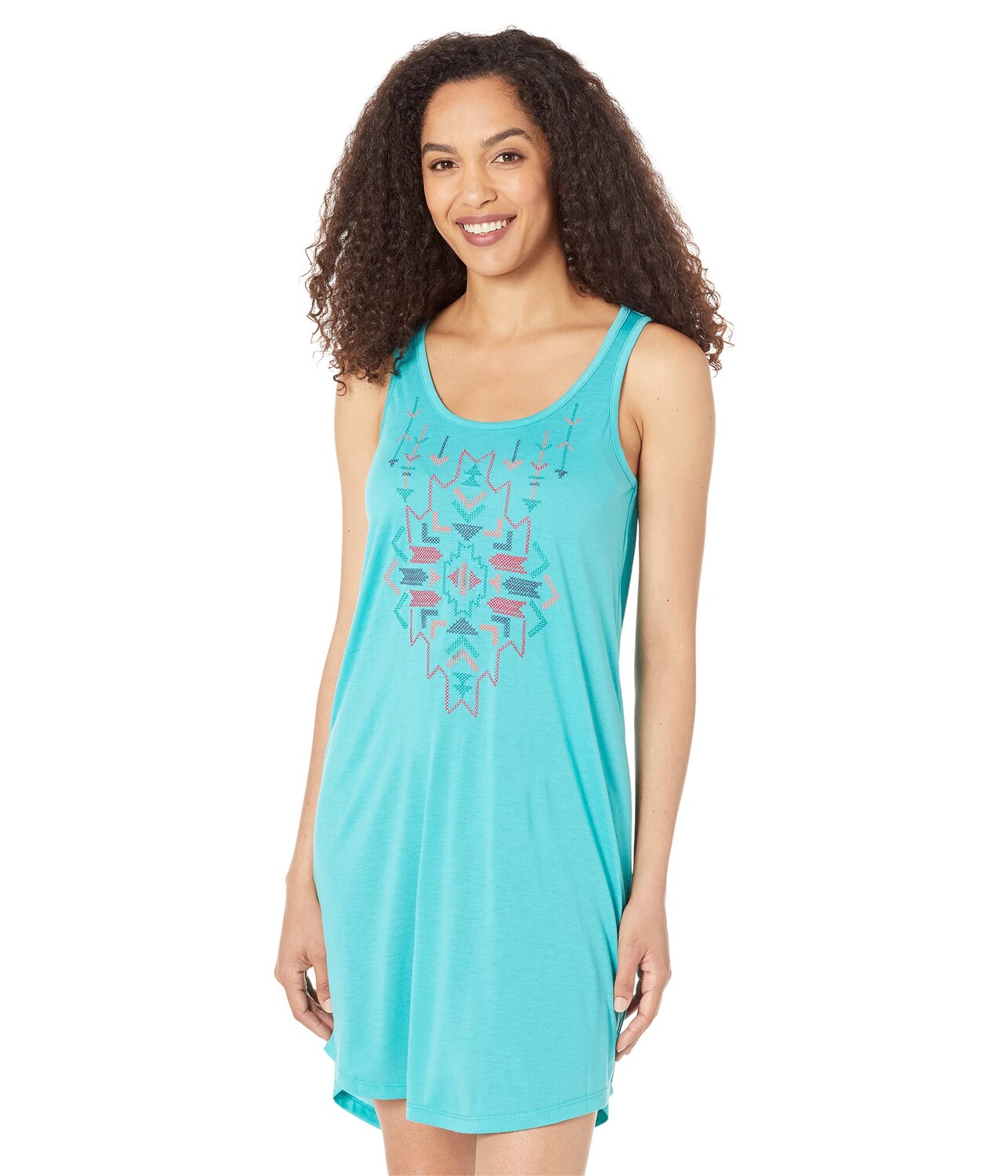 

Платье Roper, Turquoise Jersey Knit Tank Dress w/ Aztec Embroidery