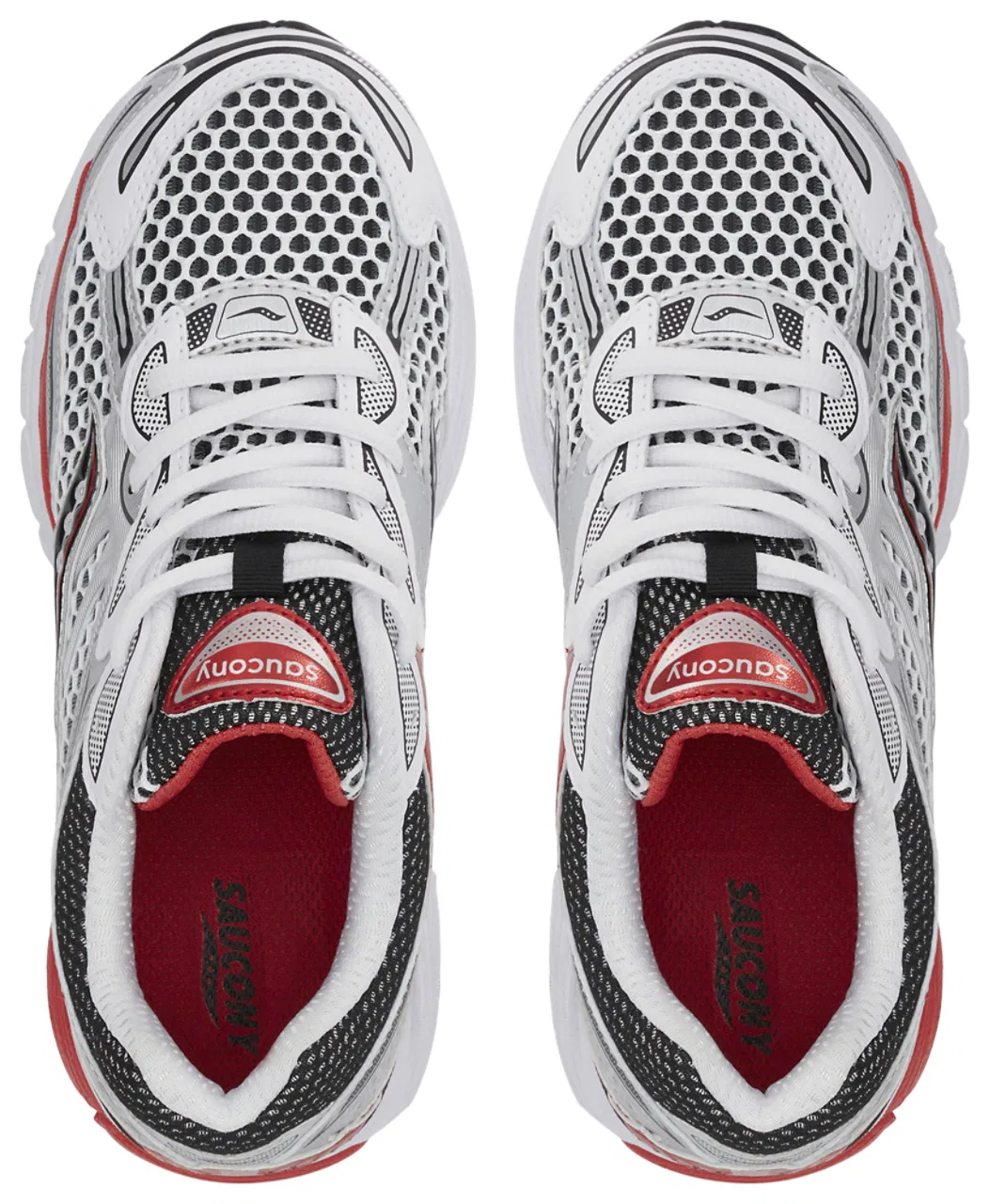 Детские кроссовки для мальчиков с дышащим верхом из сетки Omni 9 Saucony, бело-красный — фото 4