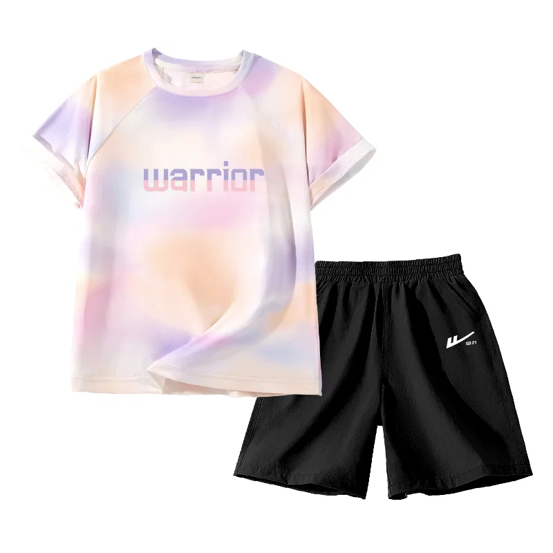 Детский комплект спортивной одежды с принтом Purple Orange/H Purple Pink Mid-Black/H Silicone Huili White K WARRIOR