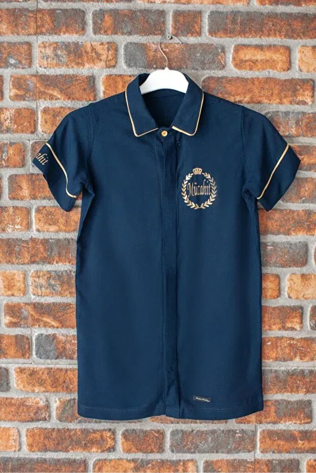 Детская рубашка для мальчиков с коротким рукавом Basics Aderen Kids, Lacivert Gold — фото 2