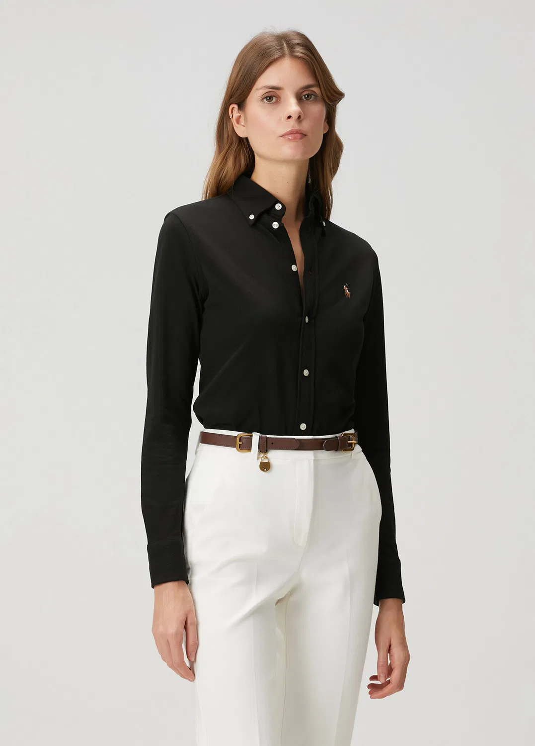 Рубашка Oxford Polo Ralph Lauren Custom Fit, black