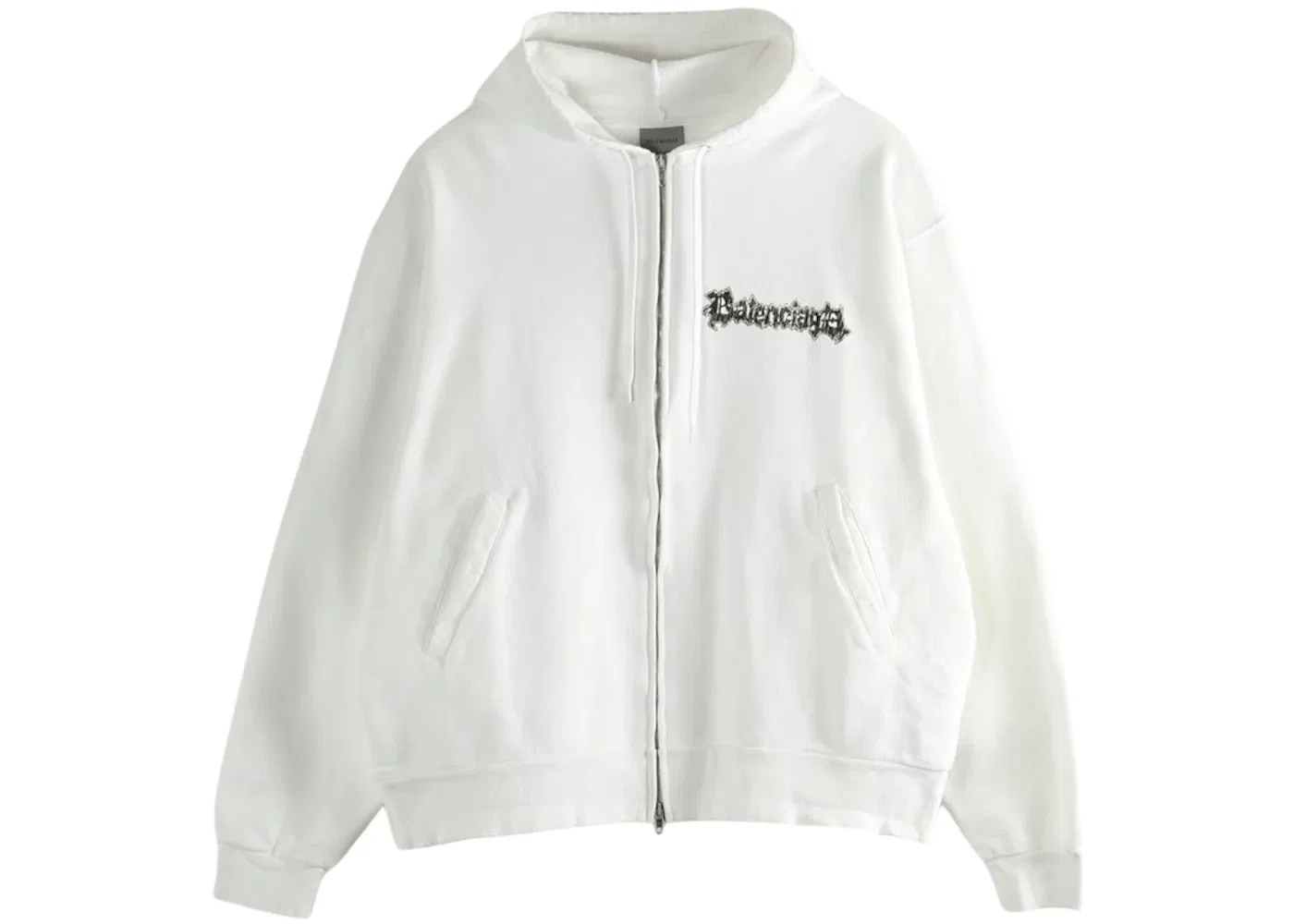 Мужская худи на молнии Oversized Zip-Up Hoodie Balenciaga, White