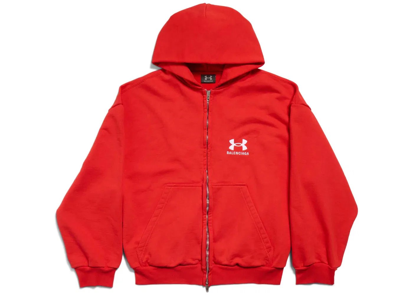 Детская худи с принтом Balenciaga x Under Armour Zip-Up Hoodie Regular Fit, Red/White
