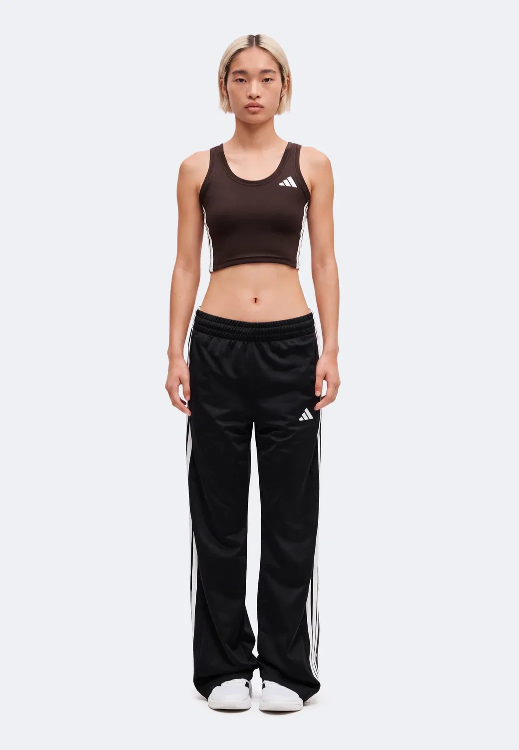 Спортивная майка-топ в полоску (необходимая вещь для тренировок) Adidas Performance, Aurora Coffee/White — фото 2