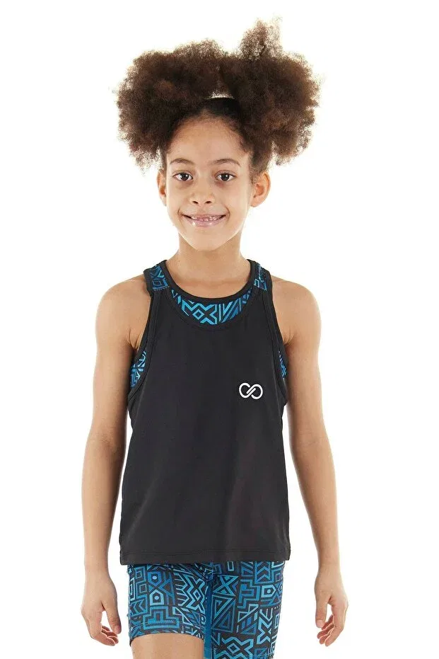 Детский топ для девочек с принтом Cathy Double Layer Tank Top Colorinas, Black