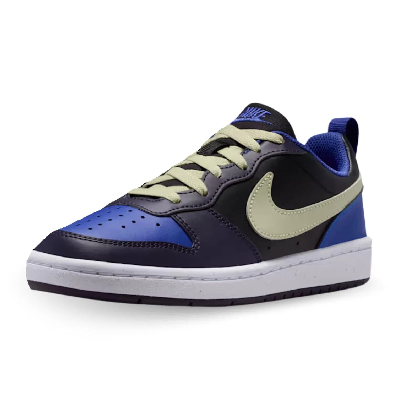 Детские кроссовки для мальчиков с принтом Court Borough Low Recraft NIKE, Black Olive Aura Cave Purple D