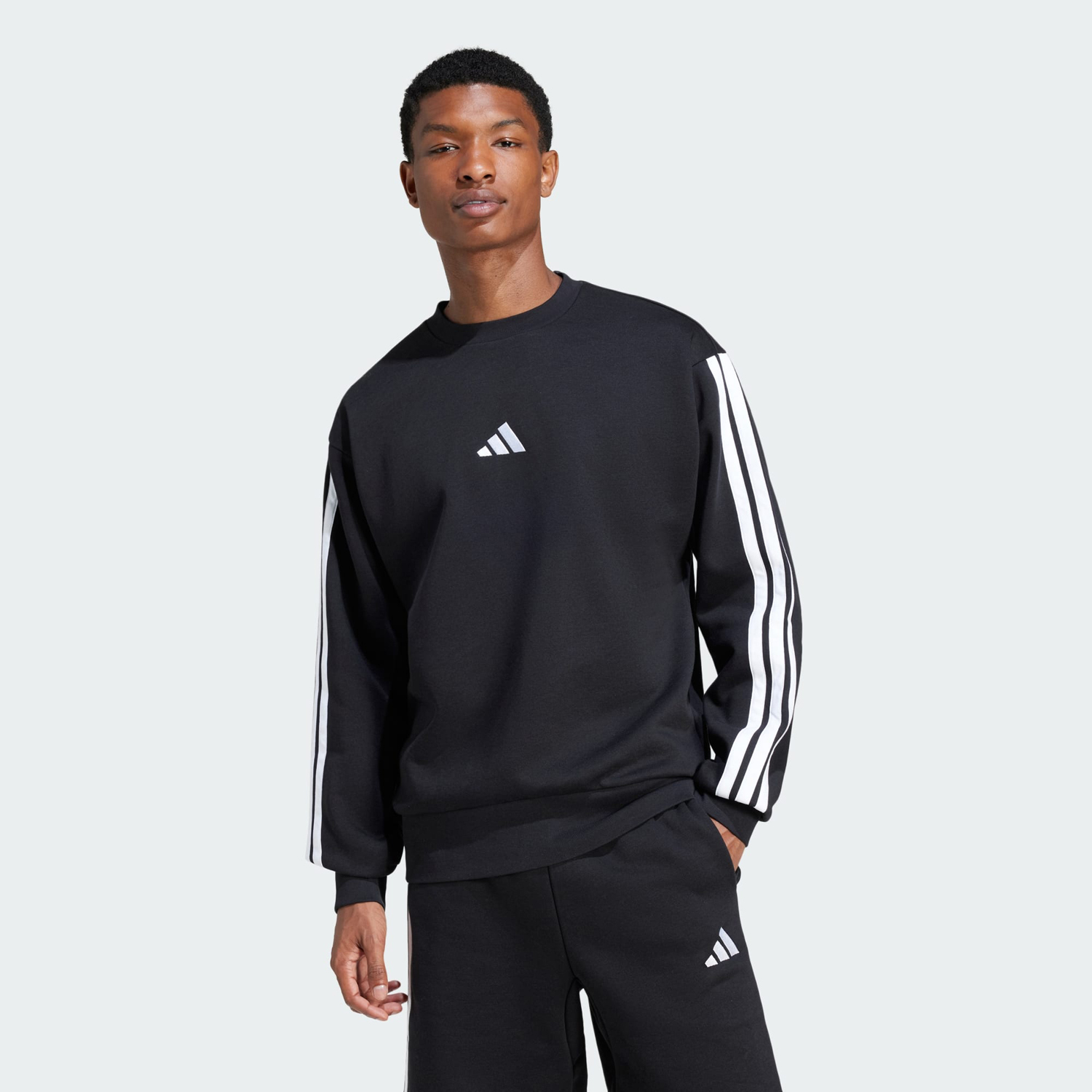 Свитшот Adidas Originals Essentials 3-Stripes Fleece, черный — фото 3