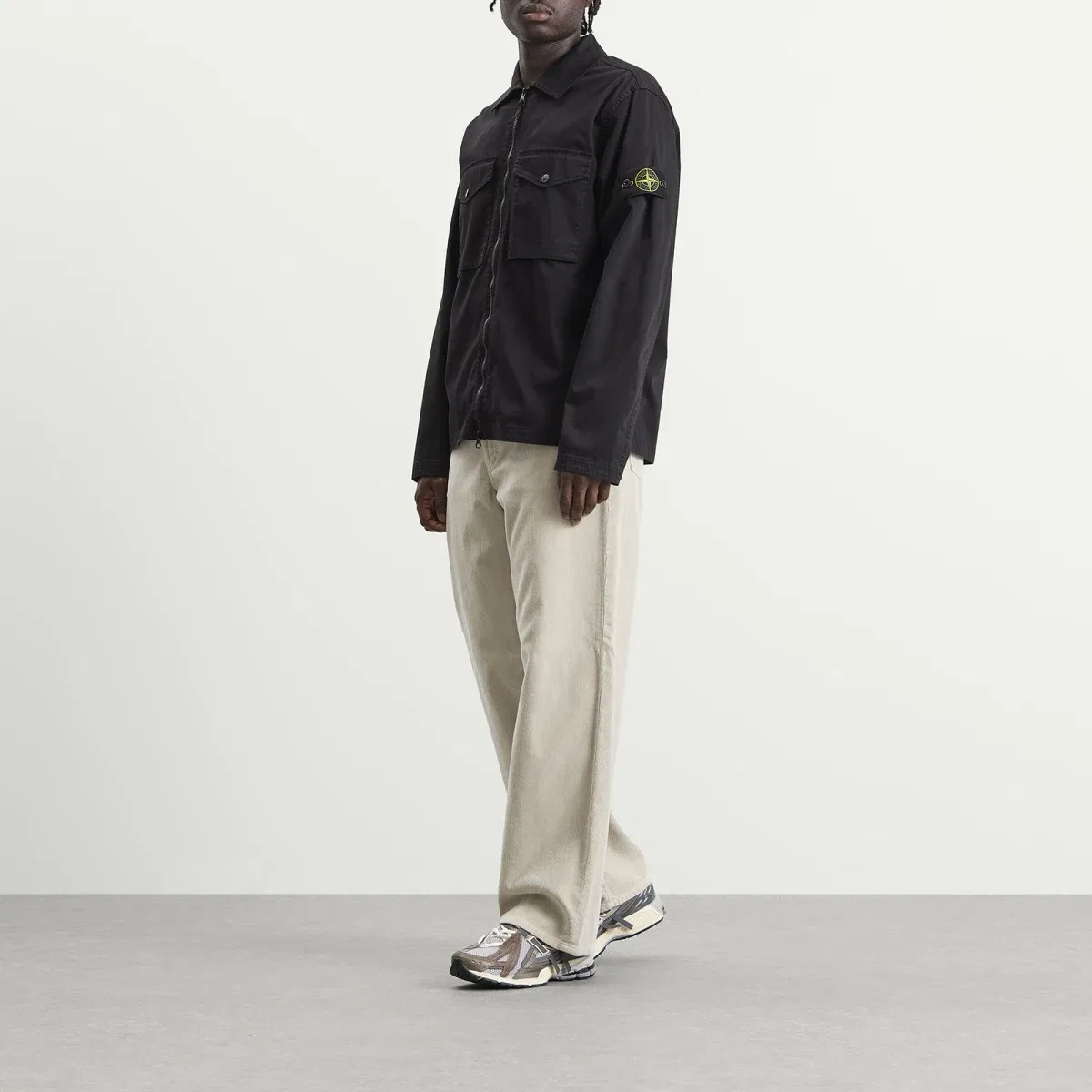 Куртка-рубашка из органического хлопка с воротником и карманом Stone Island, Black — фото 4