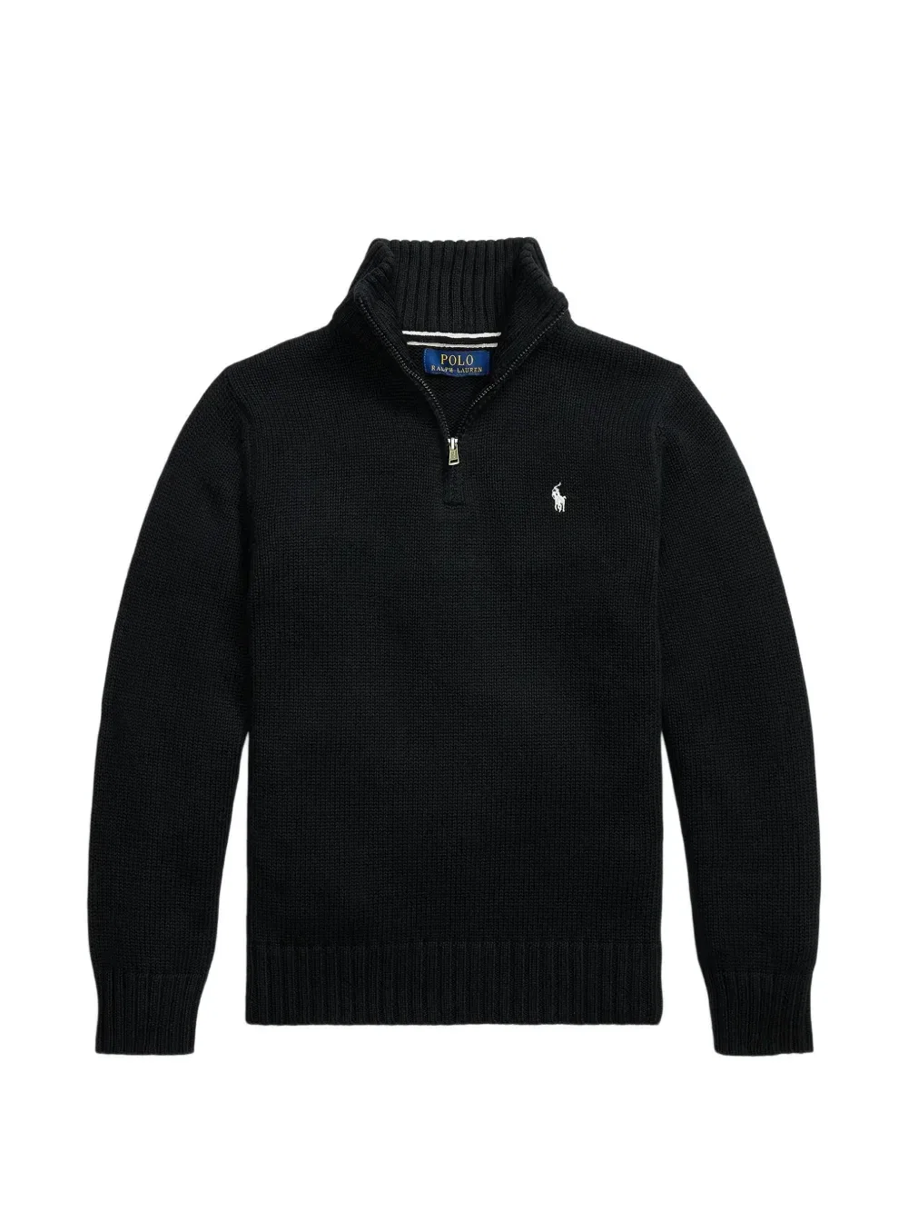 Свитер с вышитым логотипом на молнии до середины груди Polo Ralph Lauren Kids, черный