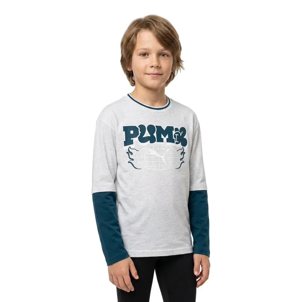 Футболка с длинным рукавом MID90s Relaxed Layered Puma, белый — фото 3