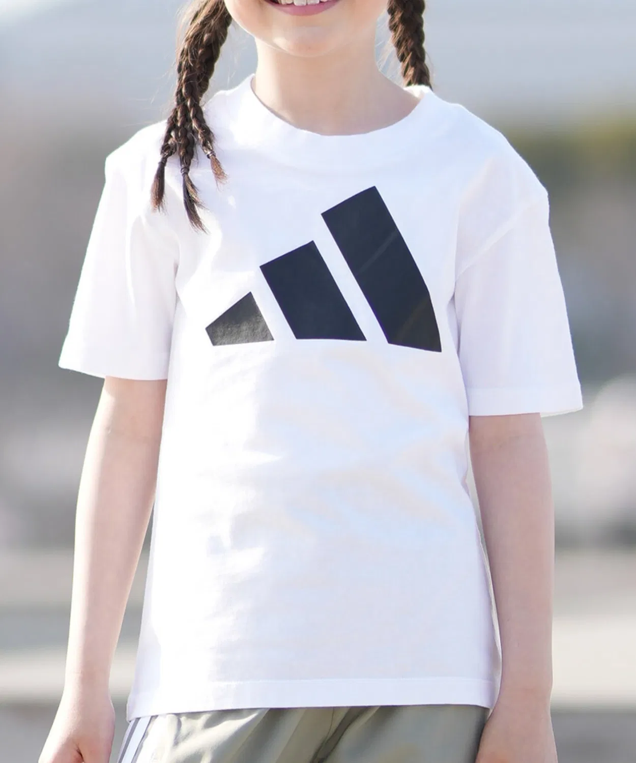 Детская футболка с коротким рукавом, хлопковая, с логотипом Adidas, White/Black