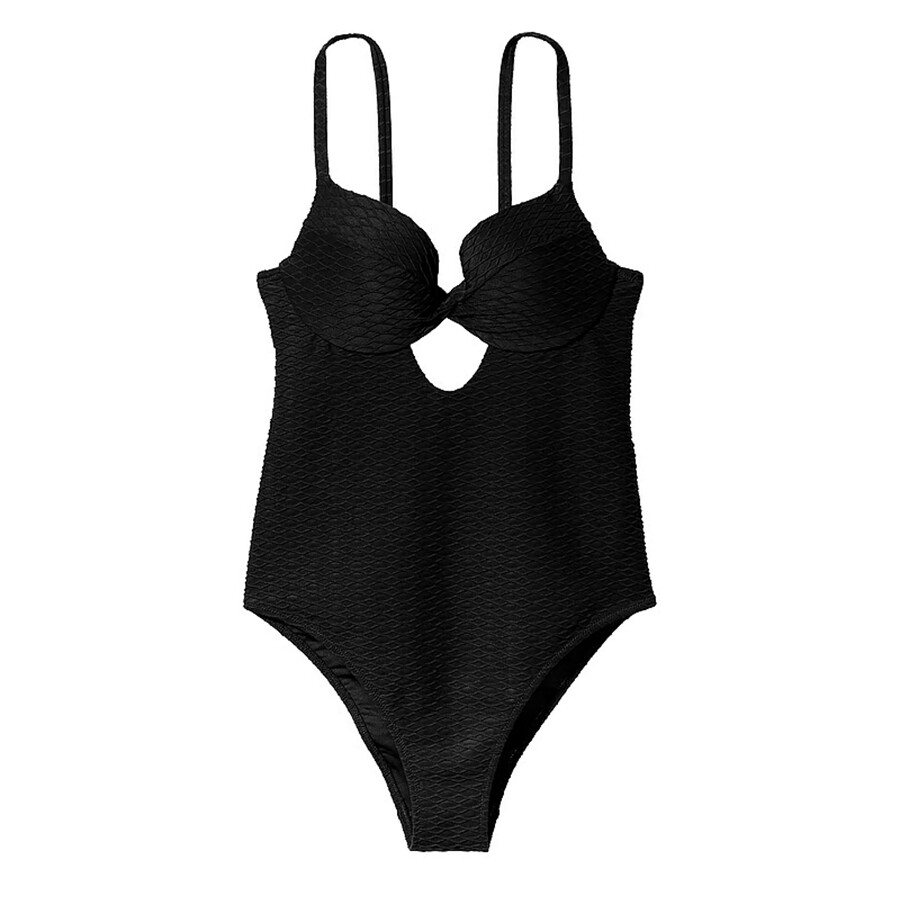 

Купальник Victoria's Secret Swim Twist-Front Removable Push-Up One-Piece Fishnet, черный