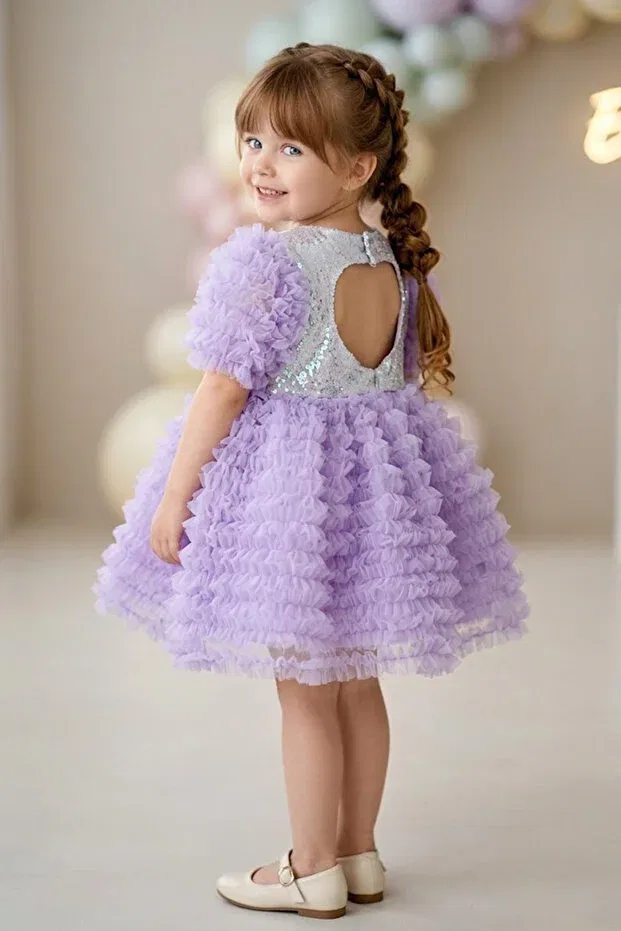 Детское платье для девочек с коротким рукавом Baby Animals, Purple — фото 2