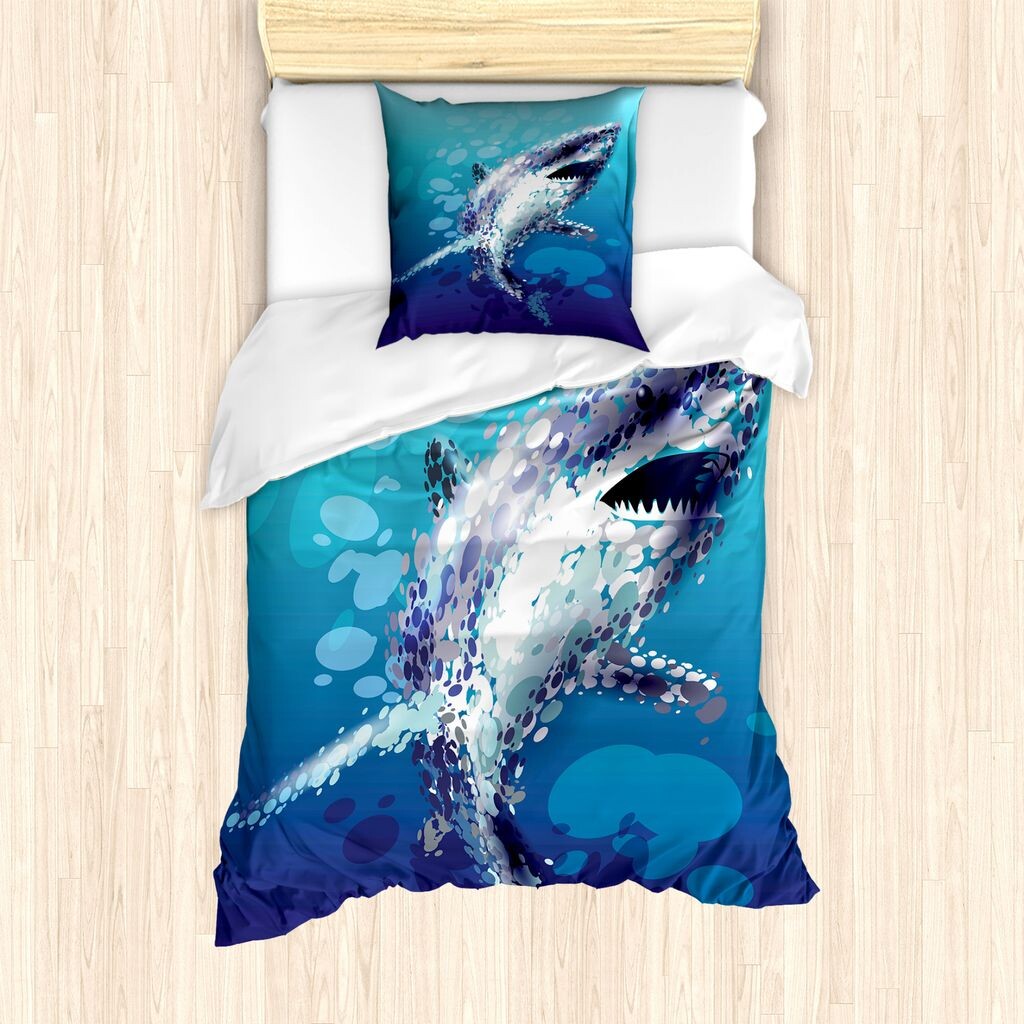 

ABAKUHAUS Shark пальто, животное Shark Oceanlife, защищенное от клещей, подходит для аллергиков с наволочками, 135 см x 200 см - 80 x 80 см, серо-голубой, Синий, ABAKUHAUS Shark пальто, животное Shark Oceanlife, защищенное от клещей, подходит для аллергик