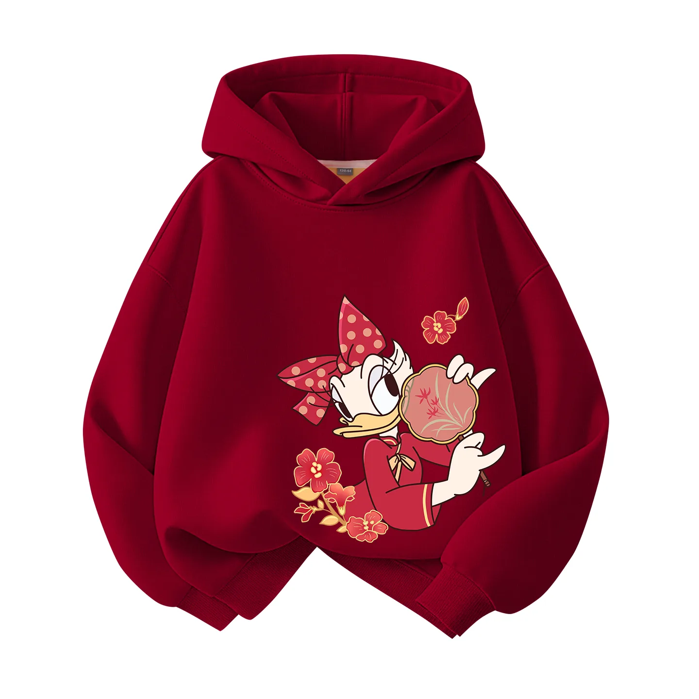 Детский худи с капюшоном, утепленный и с флисовой подкладкой Disney, [Thickened and Fleece-Lined]Di Tuan Fan Dai_Bottom Right Burgundy