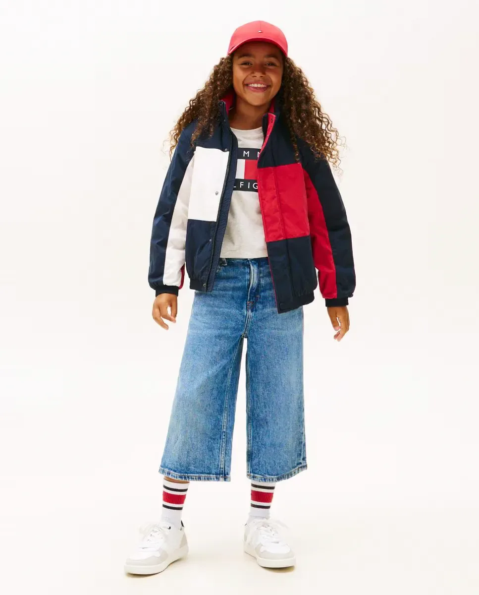 Широкие джинсы для девочки кюлоты Tommy Hilfiger, синий