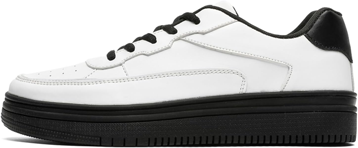 

Мужские модные кожаные низкие кроссовки на платформе со шнуровкой, повседневные, классические, с нескользящим круглым носком, для ходьбы, повседневной езды, катания на коньках Netehadi, черный