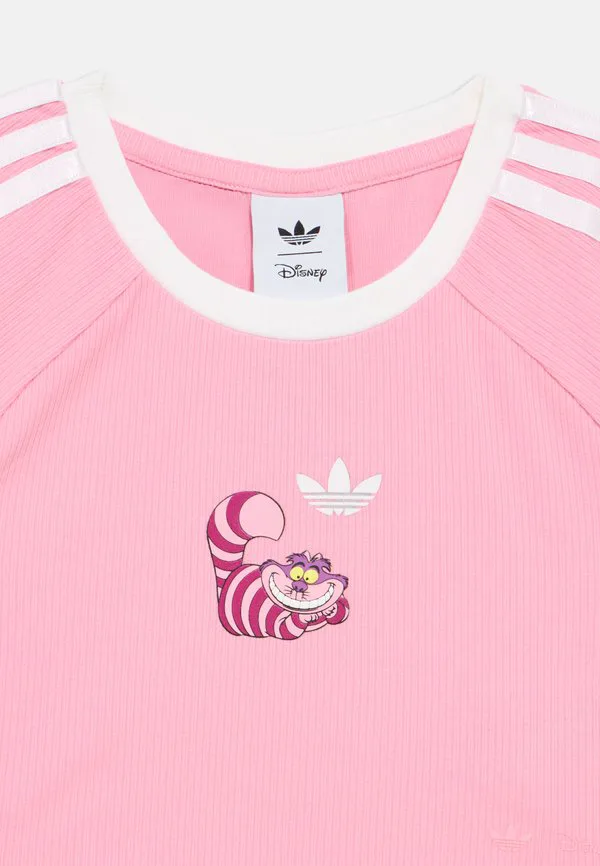 Укороченная футболка-поло с принтом «алиса в стране чудес» для подростков. Adidas Originals, Light Pink/White — фото 3