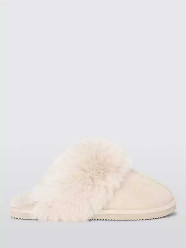 Тапочки John Lewis John Lewi Microsuede Fluffy Faux Fur Mule, бежевый