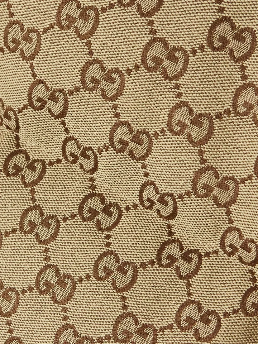 Пуховик GUCCI Из смеси хлопка с кожаными вставками, С поясом, Хаки — фото 4