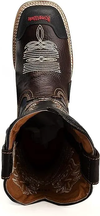 Мужские рабочие ковбойские ботинки King Welt KW4020 Buffalo Brown 10" из премиальной кожи, противоскользящие, с мягким и квадратным носком, на подъем, с защитой носка и пятки от истирания - коричневые Generic, коричневый — фото 4