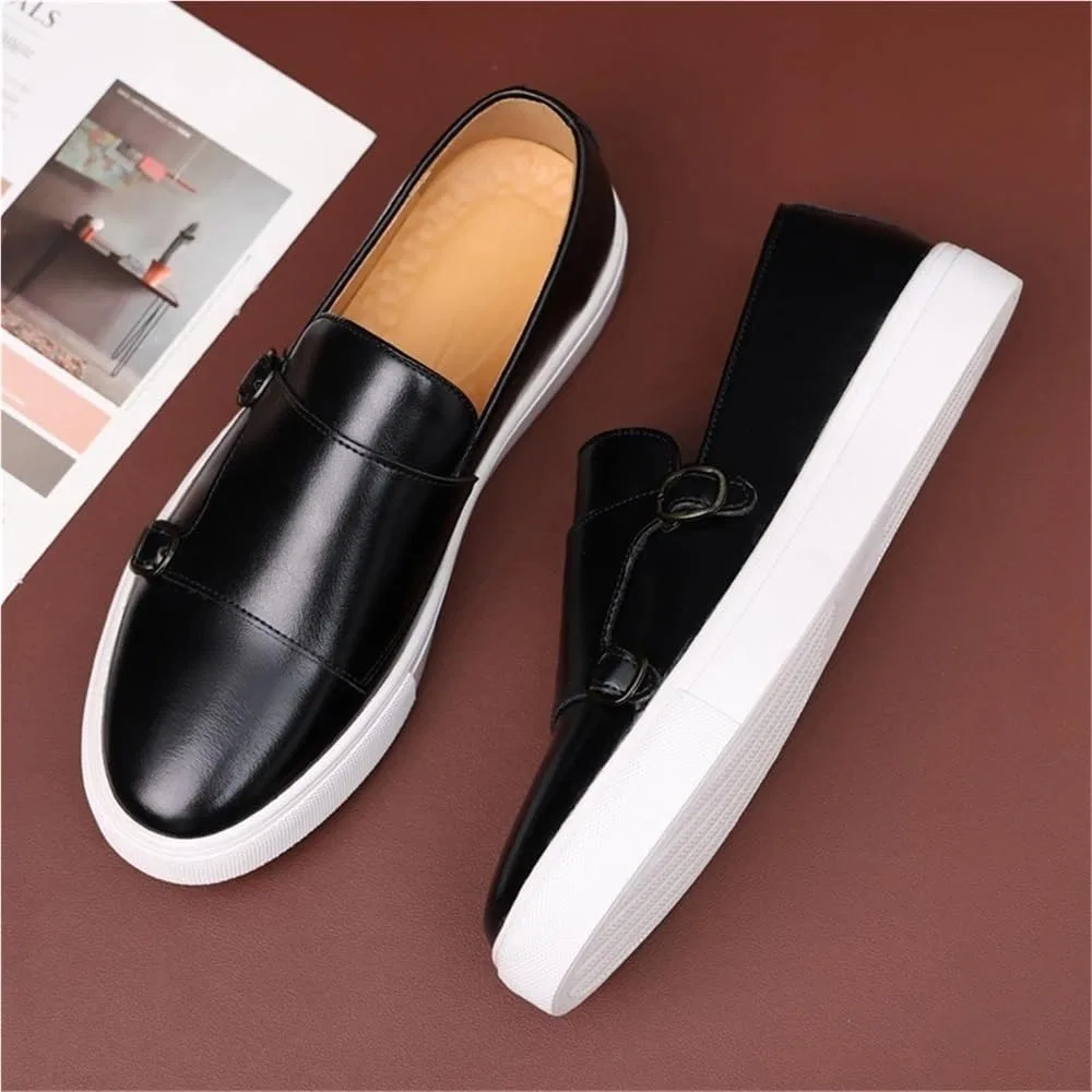 Лоферы кожаные мокасины Mens Leather Moc Toe Loafers, черный DHFIRUFSHLO — фото 3
