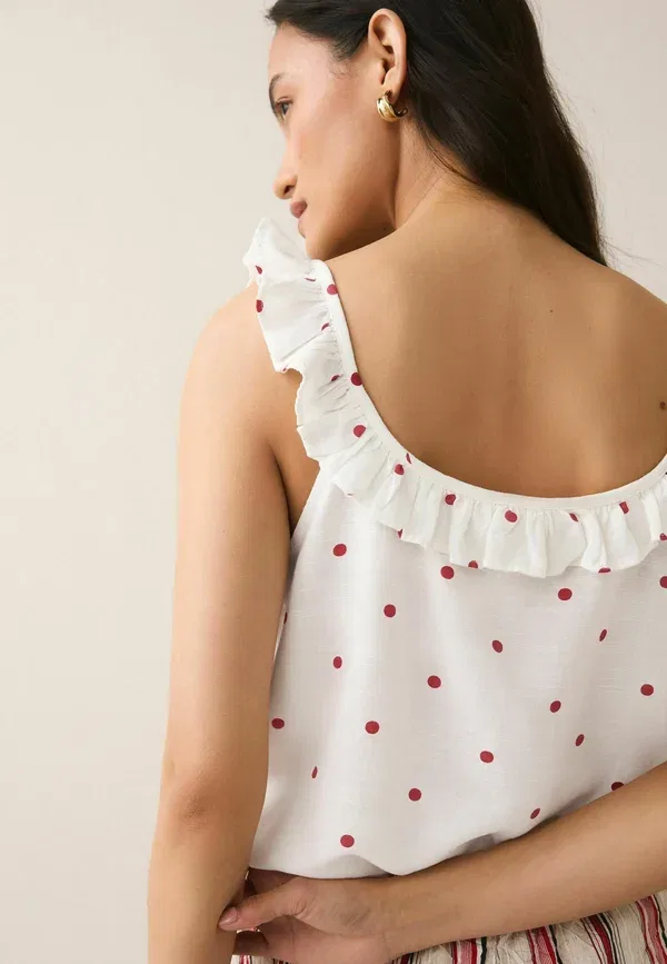 Топ Next, cream red polka dot, кремовый с красным горошком