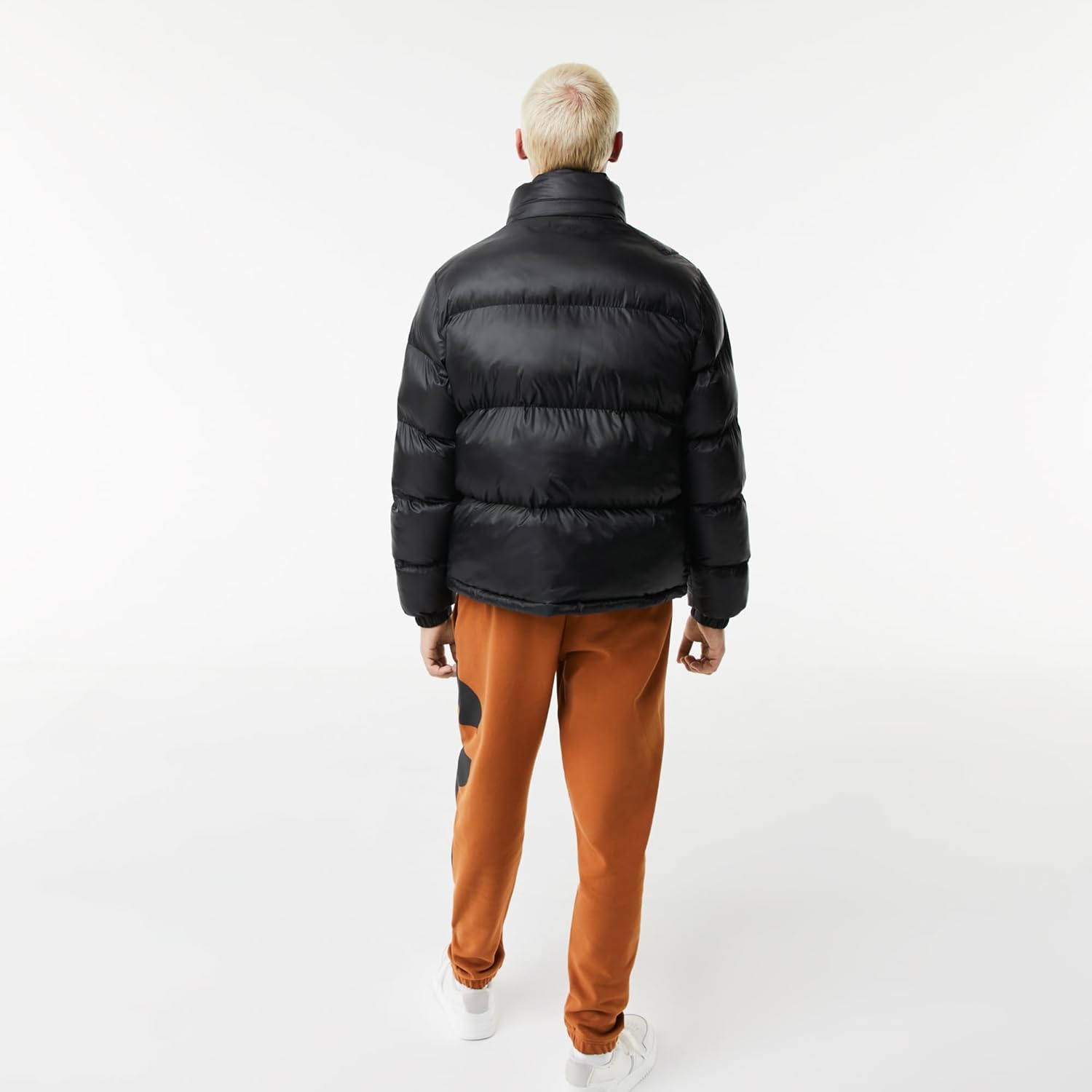 Мужская куртка Lacoste oversize с брендированием, водоотталкивающая, короткая пуховая, Liquor/Black — фото 4