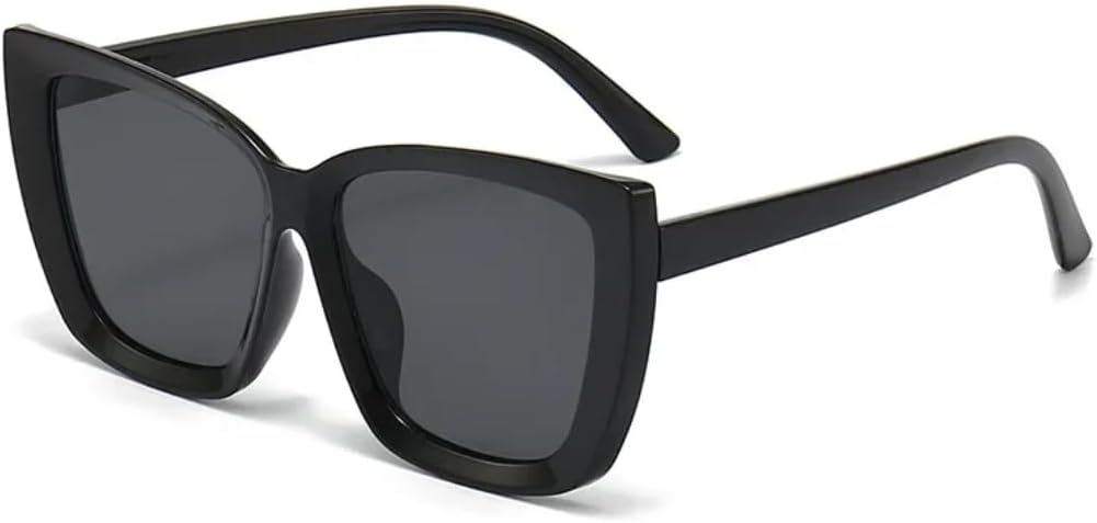 

Винтажные солнцезащитные очки «кошачий глаз» для женщин, большая оправа, ретро-очки в стиле «кошачий глаз», модные очки с защитой от УФ-излучения UV400 VVTWSSW, Black Gray