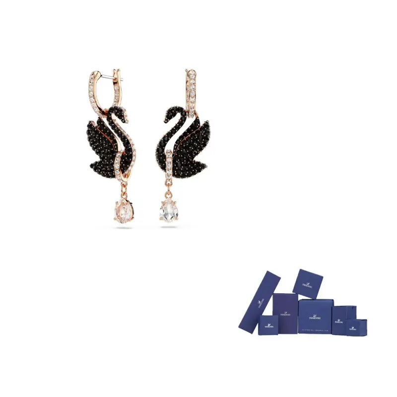 

Swarovski Серьги-пуджеты Swan в цвете Black с розовым золотым покрытием