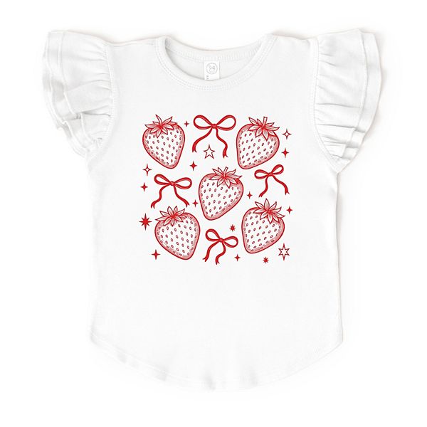 

Футболка с рукавами-фонариками Coquette strawberry chart The Juniper Shop, White