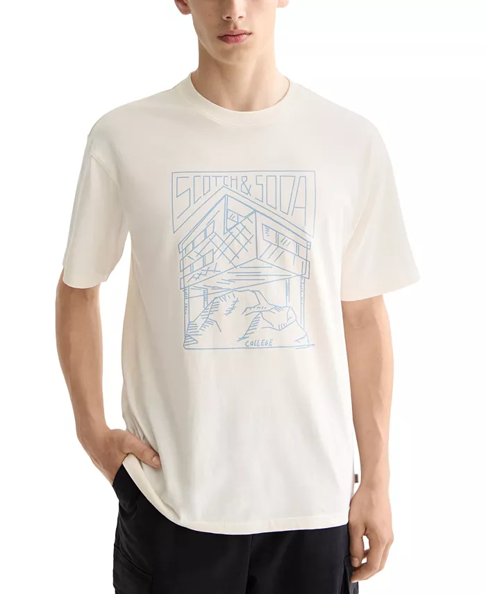 

Мужская футболка с принтом Relaxed Fit с коротким рукавом и круглым вырезом Scotch & Soda, загар/бежевый