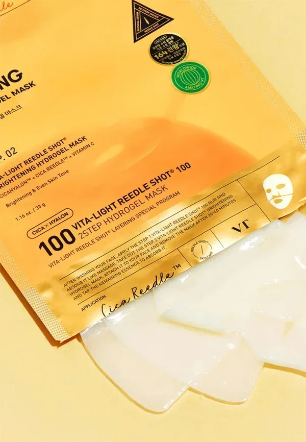 Набор масок с витамином C Vt vita-light reedle shot 100 2step hydrogel mask Vt Cosmetics — фото 2
