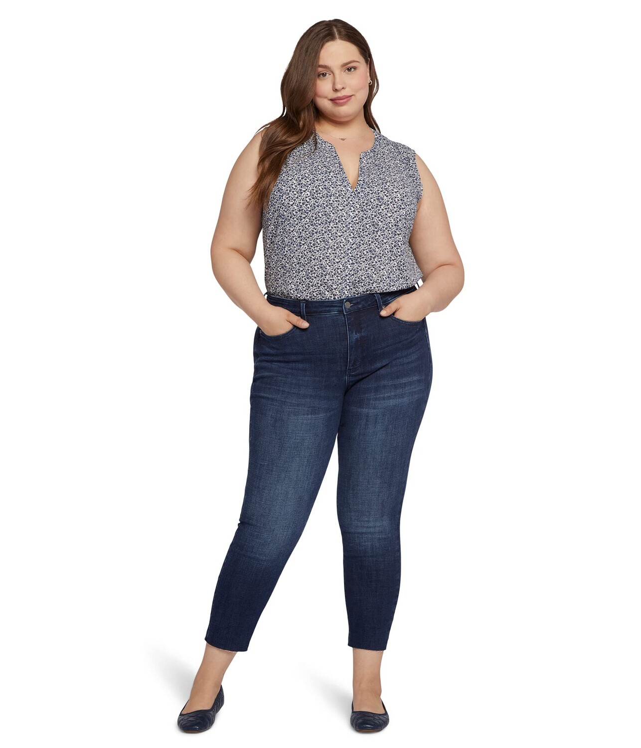 

Джинсы NYDJ Plus Size, Plus Size Alina Leggings Ankle Raw Hem in Mesquite