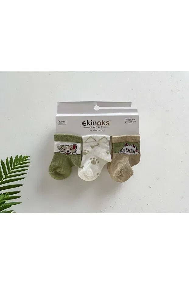 Детские носки для новорожденных с принтом Dog Triple Baby Socks Ekinoks, Green