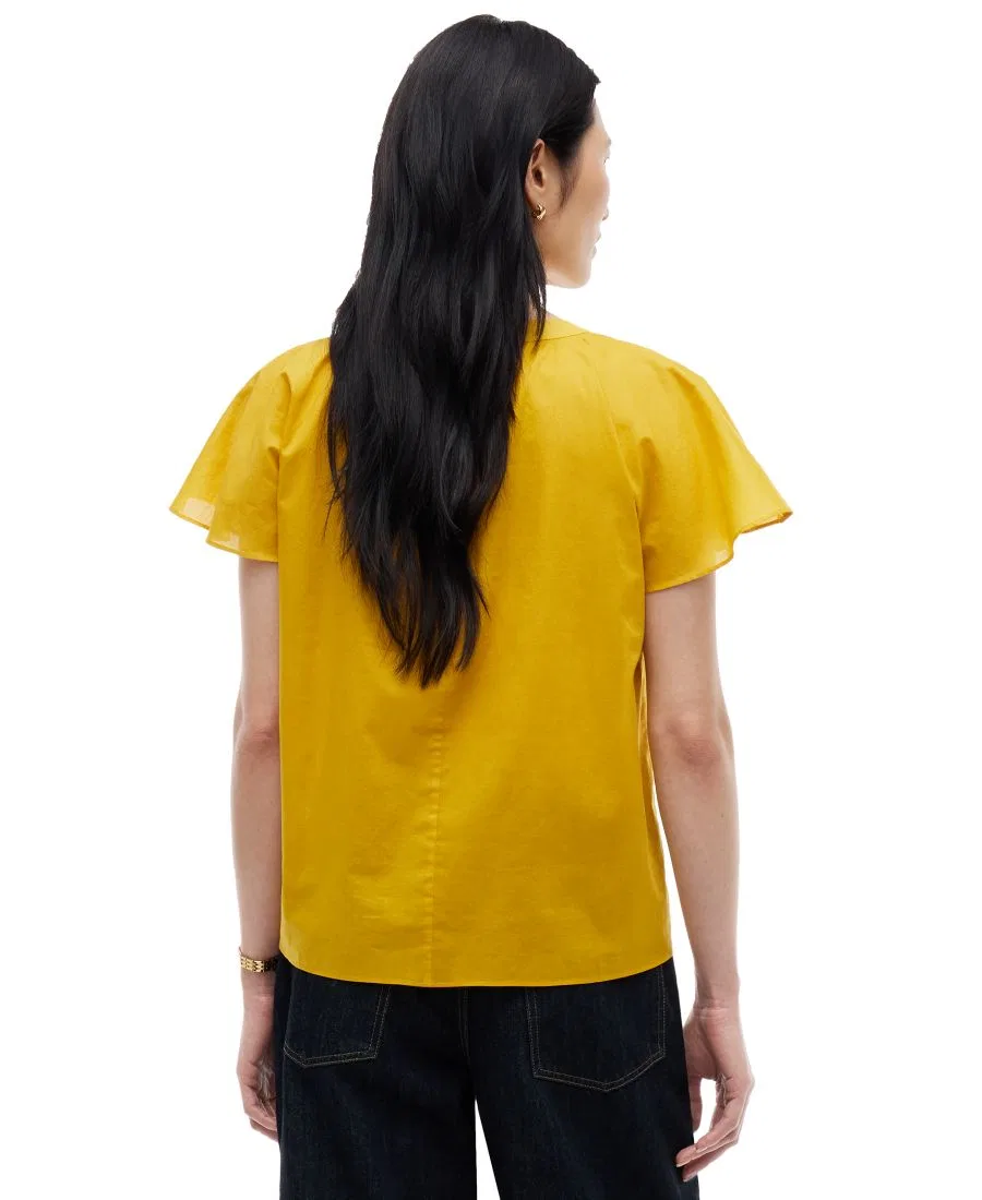 Блуза из вуали с коротким рукавом и V-образным вырезом Tommy Hilfiger, Ornamental Yellow — фото 4