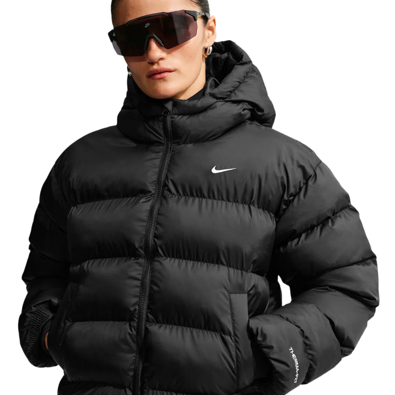 Женская куртка-пуховик с капюшоном Nike Therma-FIT Synthetic Classic Jacket, Black/Sail