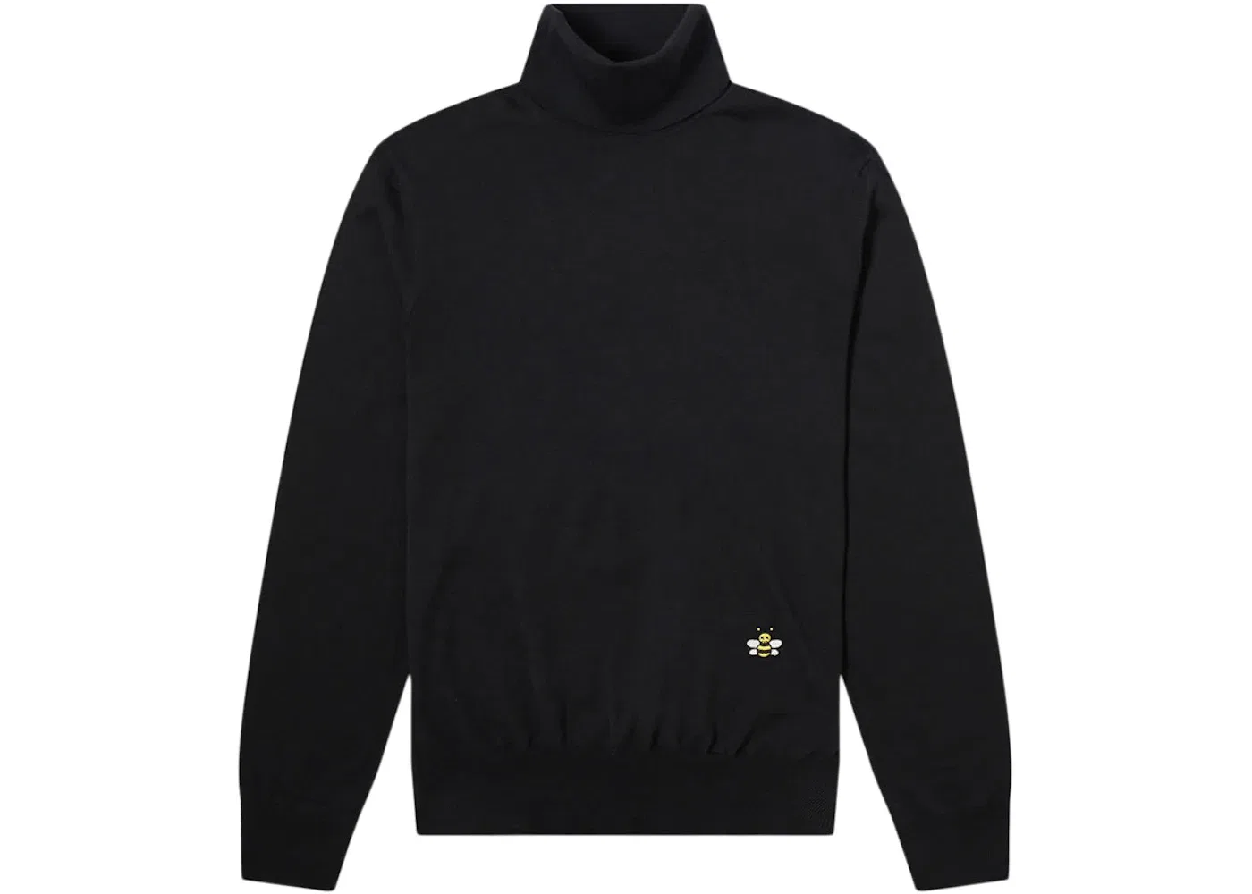 Мужской свитер с принтом Dior x KAWS Bee Logo Turtleneck Wool Knit Sweater, Black