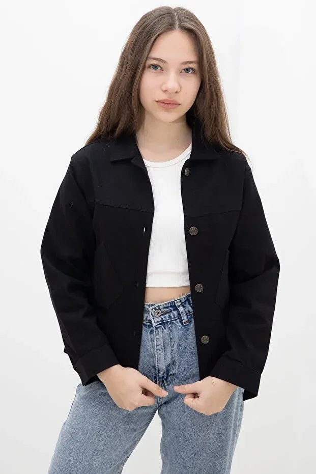 Детская куртка для девочек из габардина Cansın Mini, Black