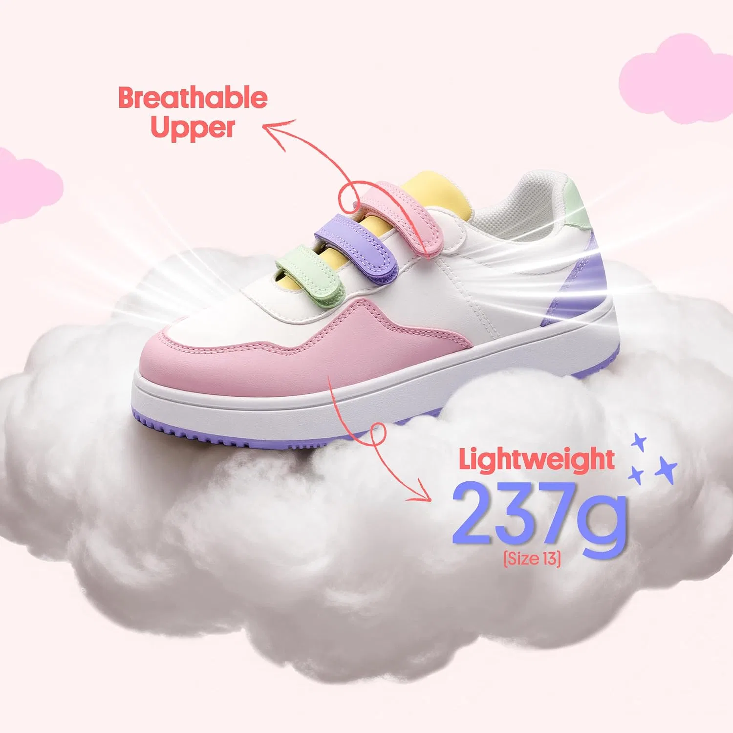 Детские кроссовки для девочек с принтом Classic Sneakers FabKids, Pink Purple-Low Top — фото 4