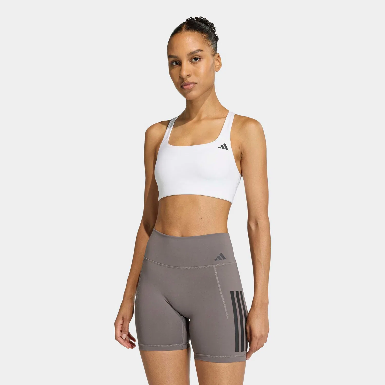 Женский спортивный бюстгальтер для средних нагрузок Optime Adidas Performance, White