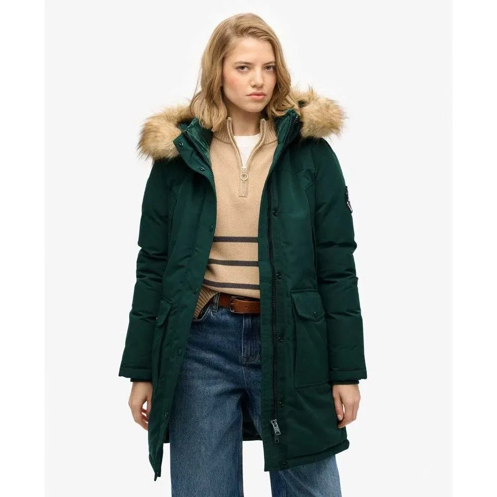 Пуховик Everest Faux Fur Superdry, зеленый — фото 3