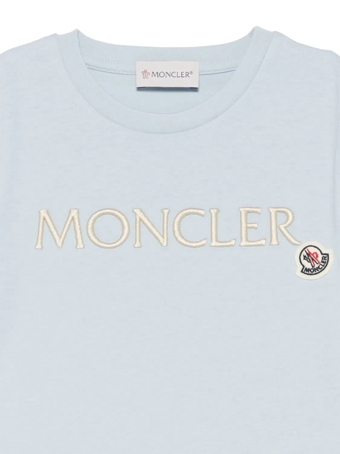 Футболка с вышитым логотипом Moncler, светло-голубой — фото 2