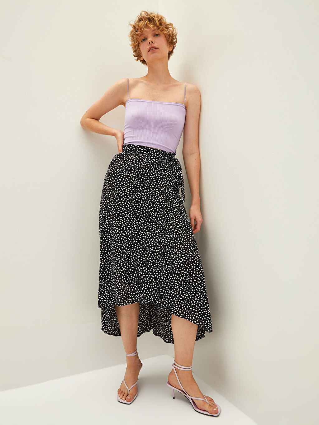 

Женская юбка из вискозы с эластичным поясом и узором LCW Casual