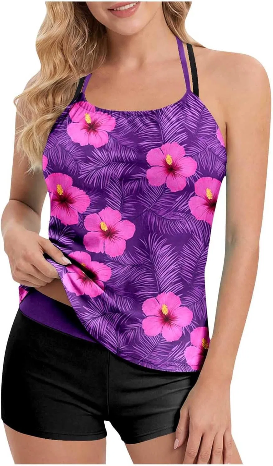 Женский купальный костюм с принтом Tankini, Multicolor